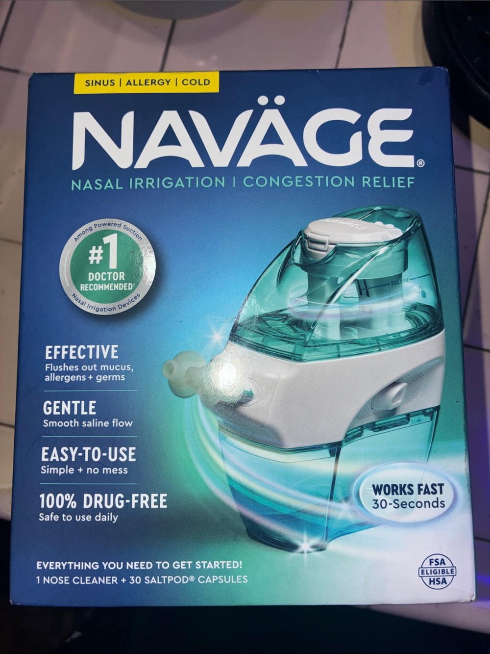 Nasal Irrigation & Congestion Relief Device - Teal/White